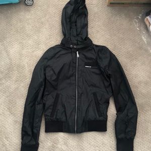 Members Only Black Hooded Windbreaker Jacket